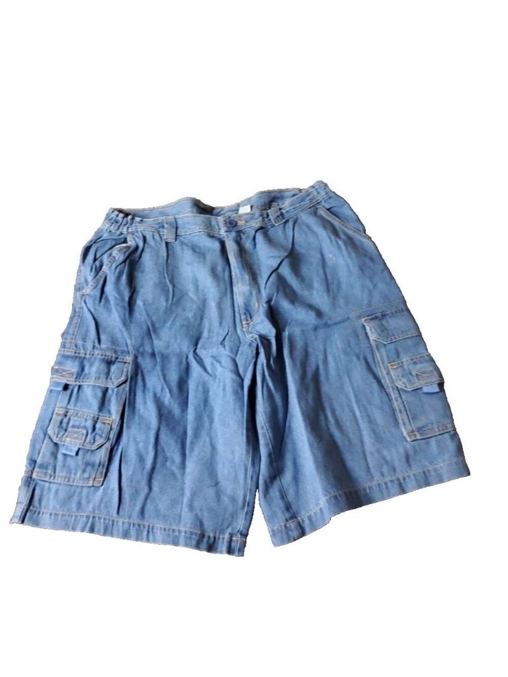 KingSize Cargo Jean Shorts Mens 40 Big Tall Blue Cotton Elastic Jorts y2k